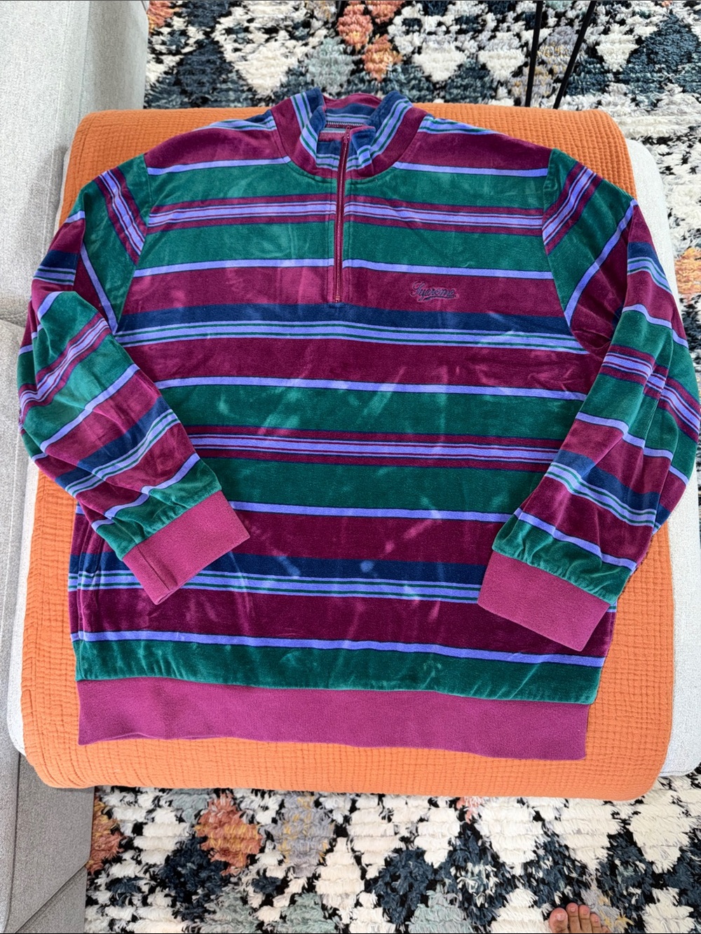 Supreme velour quarter zip sweater